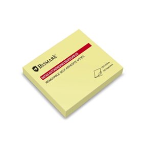 Bloco de notas adesivas Bismark com 100 unidades, 76x102mm - Amarelo