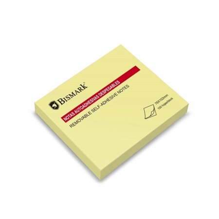 Bloco de notas adesivas Bismark com 100 unidades, 76x102mm - Amarelo
