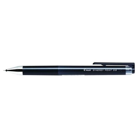 Caneta em gel retrátil Pilot Synergy Point - Recarregável - Ponta fina de 0,5 mm - Espessura da linha de 0,25 mm - Preta