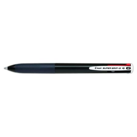 Caneta Esferográfica Retrátil Pilot Super Grip G4 - 4 Cores - Ponta de 1,0 mm - Espessura da Linha de 0,27 mm - Corpo Preto