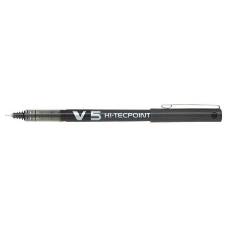 Caneta Rollerball Pilot V5 HI-Tecpoint com Tinta Líquida - Ponta Fina de 0,5 mm - Curso de 0,3 mm - Cor Preta