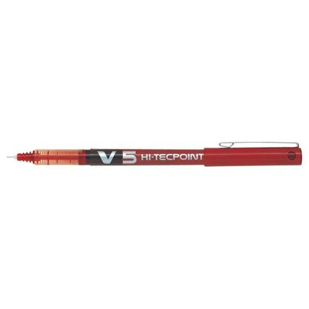 Caneta Rollerball Pilot V5 HI-Tecpoint com Tinta Líquida - Ponta Fina de 0,5 mm - Largura da Linha de 0,3 mm - Vermelha