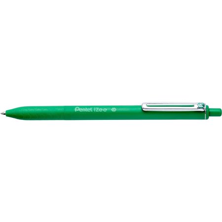 Caneta Esferográfica Retrátil Pentel iZee - Ponta de 0,7 mm - Espessura da Linha de 0,35 mm - Clipe Metálico - Verde
