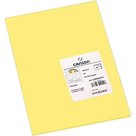 Pacote com 50 folhas de cartolina Canson Guarro Iris A4, 185g - 21x29,7cm - Amarelo Limão