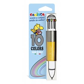Caneta Esferográfica Carioca Vintage de 10 Cores - Caneta Esferográfica Automática - 10 Cores em Uma Caneta - Ponta de 1mm de Di