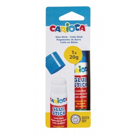 Cola em bastão Carioca 20g - Ideal para casa, escola e escritório - Cola papel, fotos, tecidos e muito mais - Sem solventes - Co