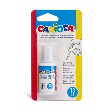 Corretivo Líquido Carioca - Pincel de Nylon Macio e Preciso - Adequado para Todos os Tipos de Papel - Secagem Rápida - Branco
