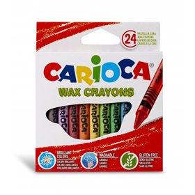 Conjunto de 24 giz de cera Carioca coloridos - Laváveis - Diâmetro do corpo: 8 mm - Cores sortidas
