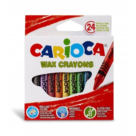Conjunto de 24 giz de cera Carioca coloridos - Laváveis - Diâmetro do corpo: 8 mm - Cores sortidas