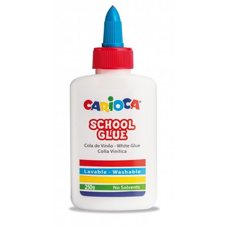 Cola branca Carioca 250g - Tampa dosadora - Adequada para papel e cartão - Seca transparente - Sem solventes - Branca