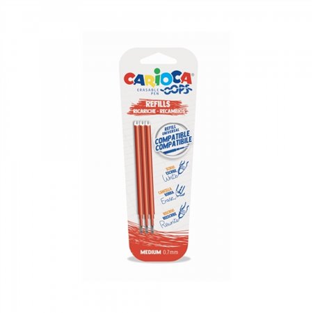 Carioca Oops - Pacote com 3 Refis Apagáveis para Caneta - Tinta Termossensível - Ponta de 0,7 mm - Compatível com Canetas Oops -