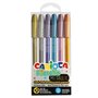 Carioca Fiorella Metallic - Pacote com 6 Canetas de Tinta Gel Coloridas - Ponta Esferográfica de 1mm - Corpo Transparente - Core