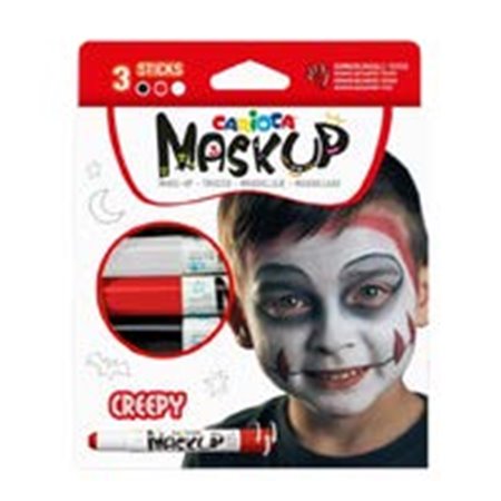 Carioca Mask Up Creepy - Kit com 3 Máscaras em Cores Vibrantes - Laváveis - À Base de Água - Inclui Dois Tutoriais Passo a Passo