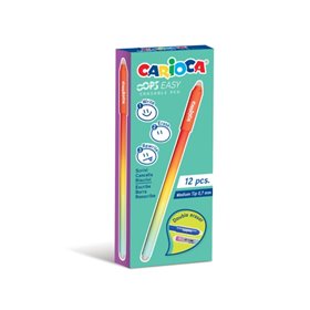 Caneta Carioca Oops Easy Apagável com Ponta de 0,7 mm - Tinta Termossensível - Corpo com Efeito Degradê - Borracha Dupla - Verme