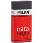 Borracha retangular Milan Nata 7024 - Plástico - Faixa de papelão vermelha - Embalada individualmente - Extra macia - Preta