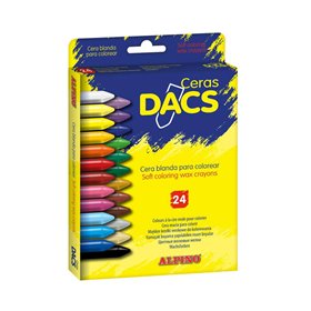 Conjunto de 24 giz de cera coloridos e macios Alpino Dacs - Textura cremosa - Misturáveis - Pintura suave e opaca - Cores sortid