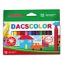 Conjunto de 12 giz de cera Alpino Dacscolor, semi-macios, misturáveis, não mancham e em cores sortidas.