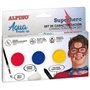 Conjunto de Maquiagem Alpino Aqua Superhero - 3 Estojos Compactos + Cera Preta + Pincel + Esponja
