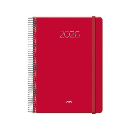 Agenda Anual Dohe Denver - Um dia por página - Sábado e domingo na mesma página - Fecho elástico - Tamanho 15x21cm - Vermelha