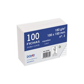 Fichas de índice em cartolina offset branca Dohe - 180g - Pautadas - Pacote com 100 unidades