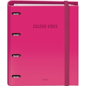 Pasta Dohe Colour Vibes com 4 argolas, cores sortidas, 35 mm, refil com 100 folhas, quadriculado de 5 mm - formato A4 - fechamen