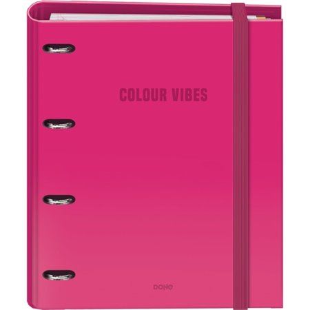 Pasta Dohe Colour Vibes com 4 argolas, cores sortidas, 35 mm, refil com 100 folhas, quadriculado de 5 mm - formato A4 - fechamen