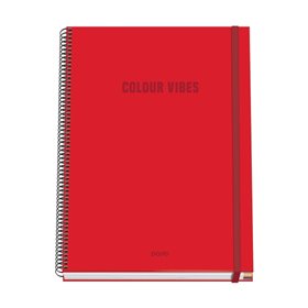 Caderno espiral Dohe Colour Vives A4, 100 folhas microperfuradas, quadriculado de 5 mm - Capa dura de cartão - Fecho elástico - 