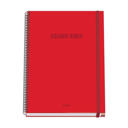 Caderno espiral Dohe Colour Vives A4, 100 folhas microperfuradas, quadriculado de 5 mm - Capa dura de cartão - Fecho elástico - 