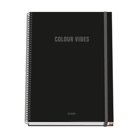 Caderno espiral Dohe Colour Vives A4, 100 folhas microperfuradas, quadriculado de 5 mm - Capa dura de cartão - Fecho elástico - 