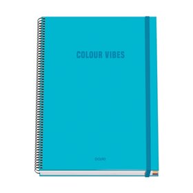 Caderno espiral Dohe Colour Vives A4, 100 folhas microperfuradas, quadriculado de 5 mm - Capa dura de cartão - Fecho elástico - 