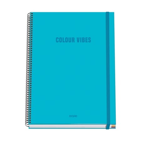 Caderno espiral Dohe Colour Vives A4, 100 folhas microperfuradas, quadriculado de 5 mm - Capa dura de cartão - Fecho elástico - 
