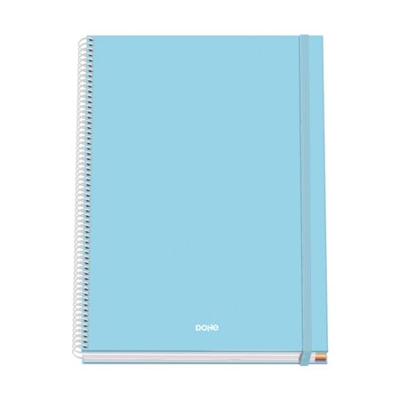 Caderno espiral Dohe Serenity A4, 100 folhas microperfuradas, quadriculado de 5 mm - Capa dura, papelão pautado - Fecho elástico