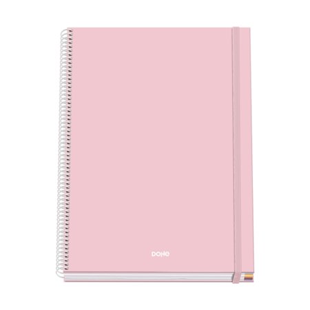 Caderno espiral Dohe Serenity A4, 100 folhas microperfuradas, quadriculado de 5 mm - Capa dura, papelão pautado - Fecho elástico