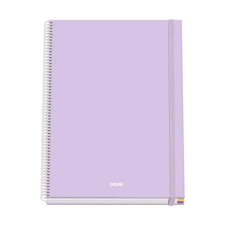 Caderno espiral Dohe Serenity A4, 100 folhas microperfuradas, quadriculado de 5 mm - Capa dura de cartão - Fecho elástico - Elás