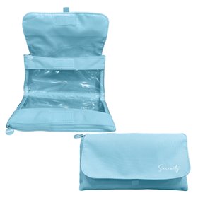 Estojo duplo Dohe Serenity - Aba com bolso interno - Zíper - Janelas transparentes - Poliéster - 22x11x6cm - Azul