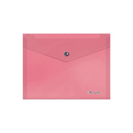 Envelope para documentos Dohe A5 - Fecho de pressão - Polipropileno translúcido de 150 mícrons - Rosa