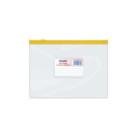 Sacola horizontal com zíper Dohe, PVC transparente de 150 mícrons - Tamanho A5 - Abertura superior - Fecho hermético com zíper