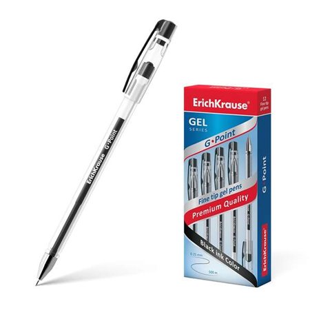Caneta em gel Erichkrause G-Point - Tinta em gel de secagem rápida - Corpo transparente com pega triangular - Ponta agulha - Pre