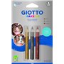 Kit de Maquiagem Metálica Giotto com 3 Lápis Cosméticos - Laváveis - Dermatologicamente Testados - Cores Metálicas Sortidas