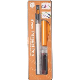 Caneta-tinteiro Pilot Parallel, pacote com 2 refis, ponta de aço de 2,4 mm, espessura do traço de 2,4 mm, nas cores preto e verm