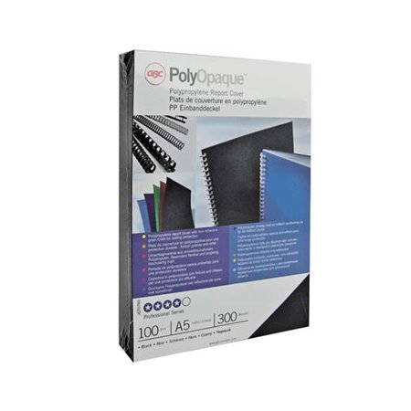 GBC PolyOpaque Pacote com 100 capas para encadernação A4 - 300 mícrons - Preto