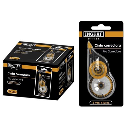 Fita Corretiva Ingraf Dry 5mm x 12m - Correção Rápida e Limpa - Escrita Imediata