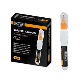 Caneta Corretiva Ingraf 8ml - Ponta Fina de Metal - Secagem Rápida - Formato Ergonômico