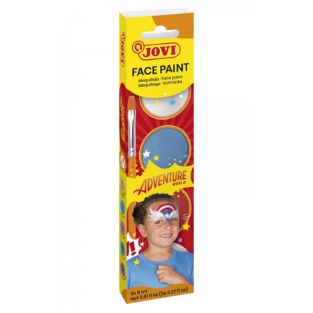 Conjunto de Maquiagem Cremosa Jovi Adventure com 3 Frascos de 8ml + Acessórios - Hipoalergênico - Fácil Aplicação - À Base de Ól