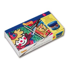 Jovi Kit com 7 potes de tinta têmpera de 35ml - Misturáveis - Para papel, papelão, madeira, tecido, massa de modelar e argila - 