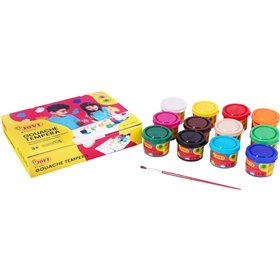 Kit Jovi com 12 potes de tinta têmpera de 35ml - Misturável - Para papel, papelão, madeira, tecido, massa de modelar e argila - 