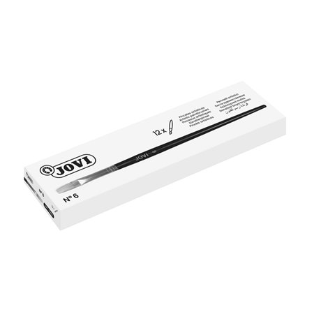 Pincéis Jovi Flat Artist, Cerdas nº 6 - Pelos Naturais - Cabo de Madeira - Ponta Plana - Cerdas Rígidas - Diversas Cores