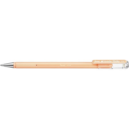 Caneta Esferográfica Pentel Hybrid Milky - Ponta Fina 0,8mm - Traço de 0,4mm - Tinta Gel Opaca - Laranja Pastel