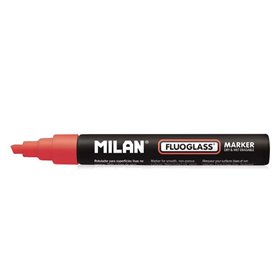 Marcador Milan Fluoglass para superfícies lisas (não porosas) - Ponta chanfrada - Espessura da linha de 2 a 4 mm - Tinta à base 
