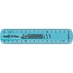 Régua flexível Maped Twist'n Flex de 15 cm - Inquebrável - Dupla graduação - Cores aleatórias: azul, rosa e verde.